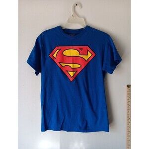 Superman Shirt Men's Medium Blue Short Sleeve Tee Logo DC Comics